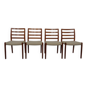 Vintage Danish 85 Dining Chairs in Teak and Wool by Niels Otto Møller for J.L. Møllers, 1960s, Set of 4