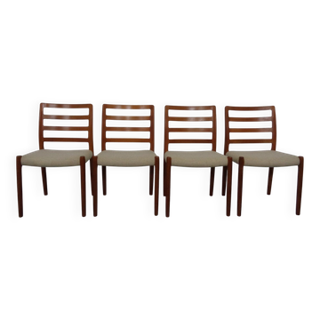Vintage Danish 85 Dining Chairs in Teak and Wool by Niels Otto Møller for J.L. Møllers, 1960s, Set of 4