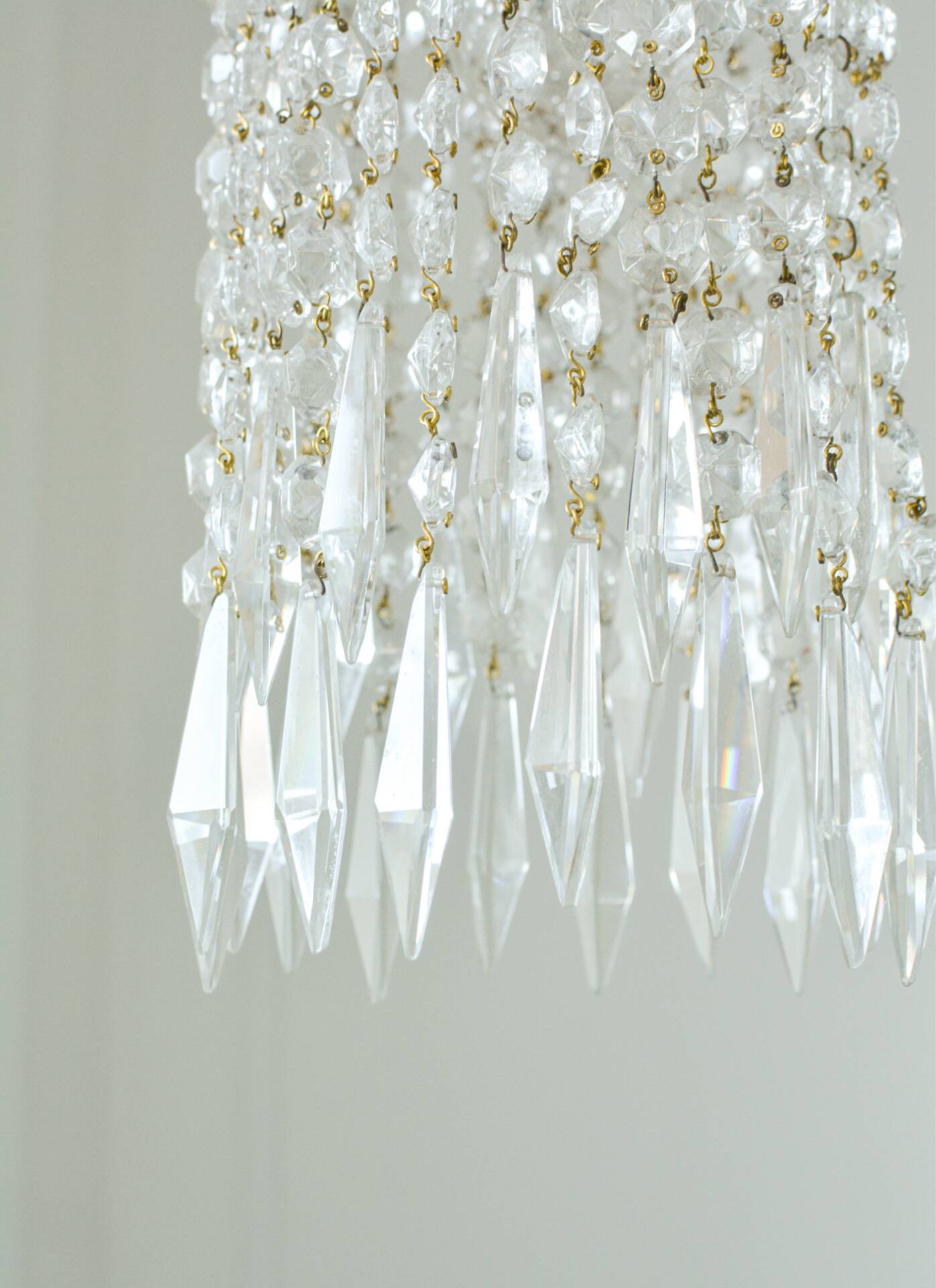 Vintage lustre from Jablonecké Sklárny in crystal and brass – Czechoslovakia