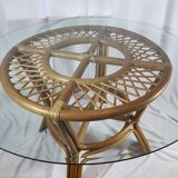Adrien Audoux, Frida Minet table in rattan with glass top, France.