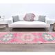 Vintage Pink Geometric Turkish Hand-Knotted Runner 92x342
