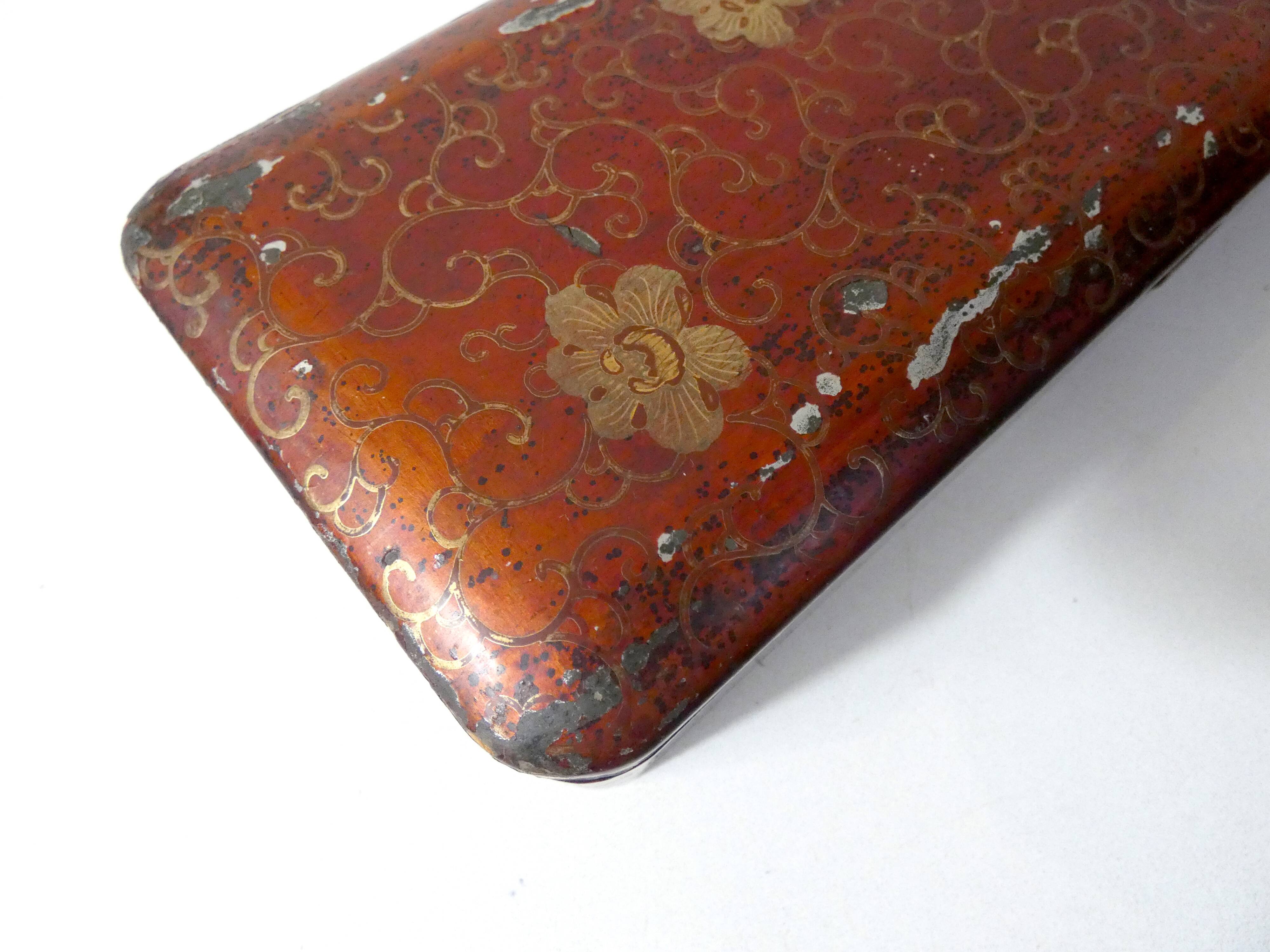 Antique orientalist art nouveau lacquered wooden box