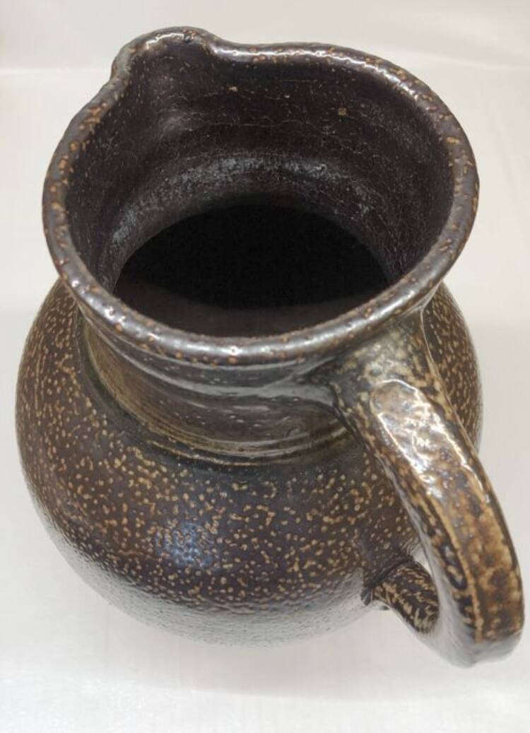 Metallic brown stoneware vase