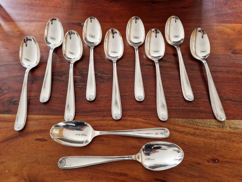 Christofle - Set of 11 Marot pattern silver-plated table spoons