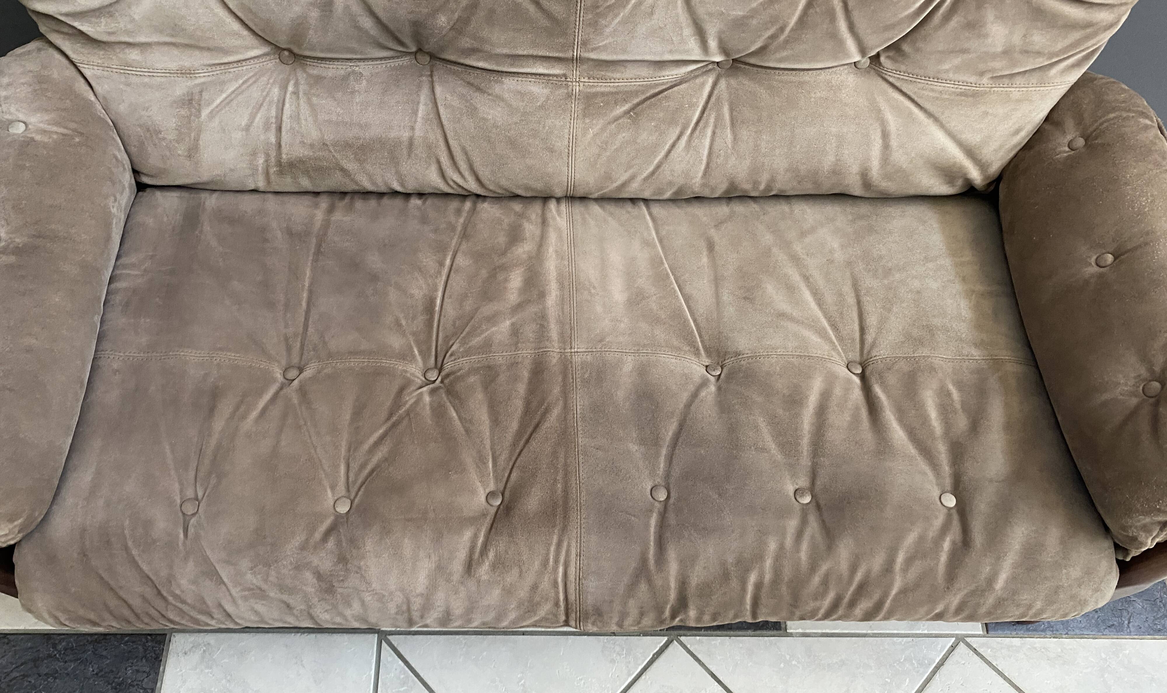 Brazillian 2 seat sofa in suede and Jatoba wood