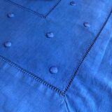 Drap ancien en lin et coton teinté en bleu Méditerranée