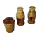 Ceramic and wood salt pepper mustard condiment set