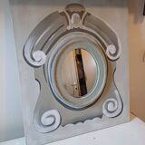 Mirror in whitewashed wood on painted canvas