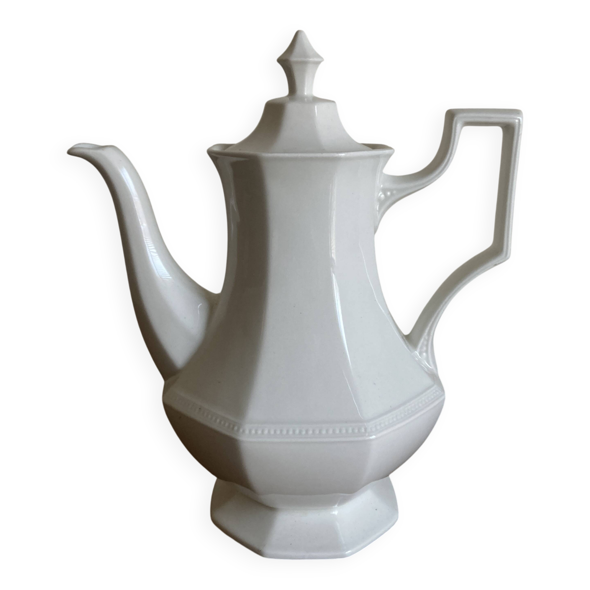 Neo-classical octagonal coffee pot Johnson Brothers pearls 1960