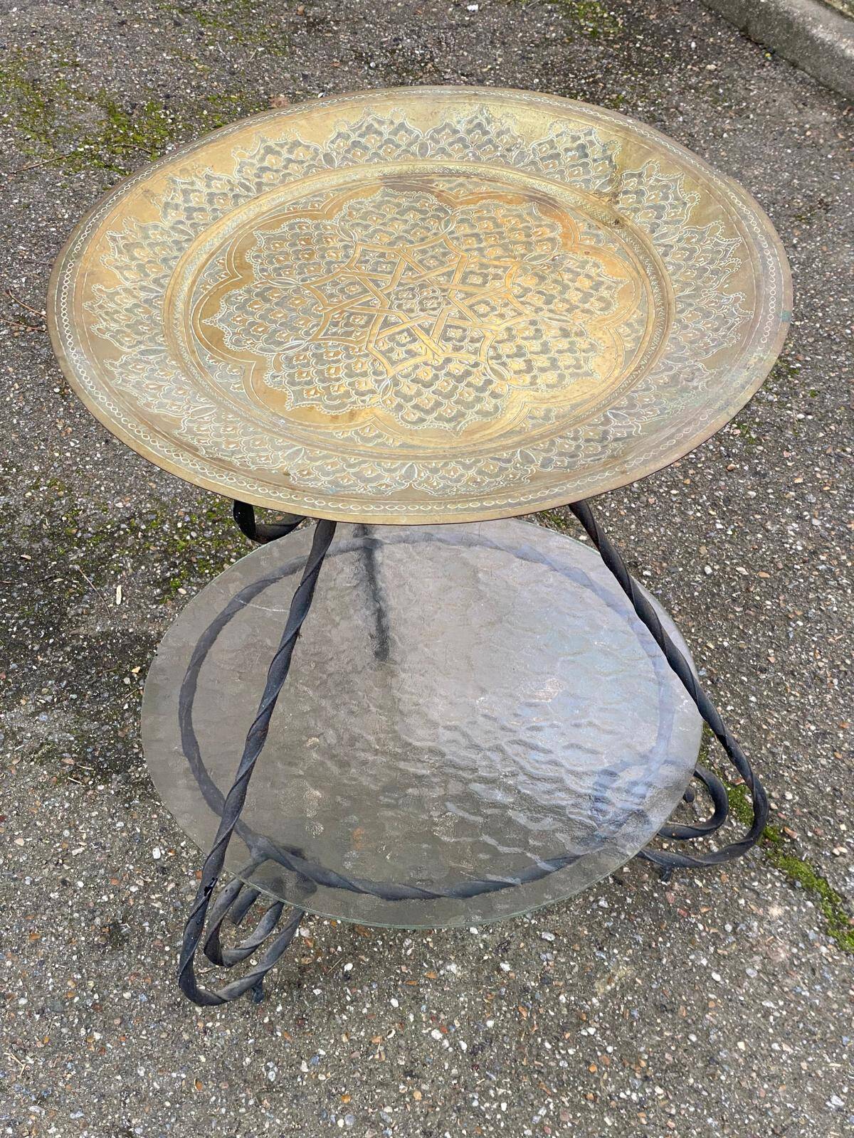 1970s round Moroccan side table