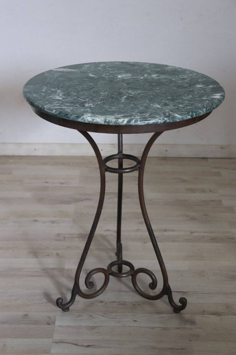 Iron and marble vintage side table, Italy 1980s
