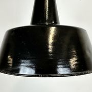 Industrial black enamel factory lamp with cast iron top, 1960s