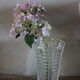 Vintage transparent cut glass pedestal vase