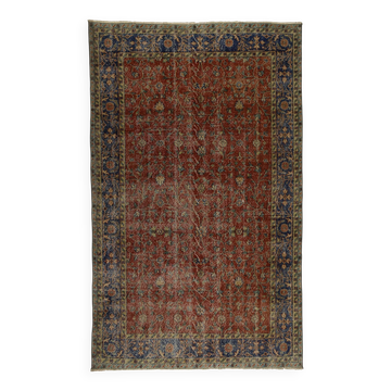 One-of-a-kind turkish handwoven vintage rug - rustic vintage charm 260x 161