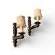Pair of turned wooden wall lights, France 1940