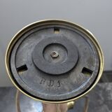 Antique Second Empire Napoleon III table lamp, 1870, brass and opaline glass