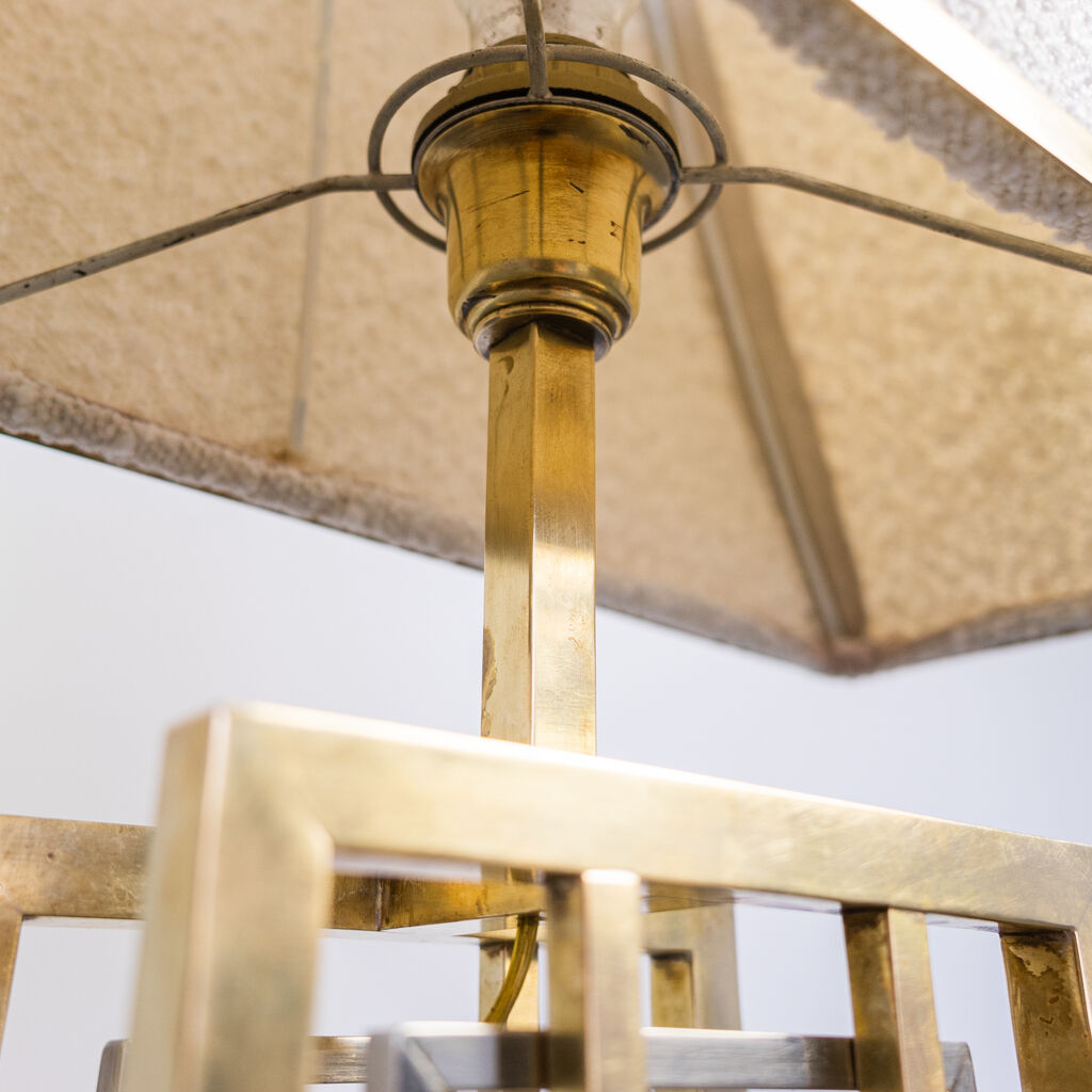 Golden metal table lamp from the 70s