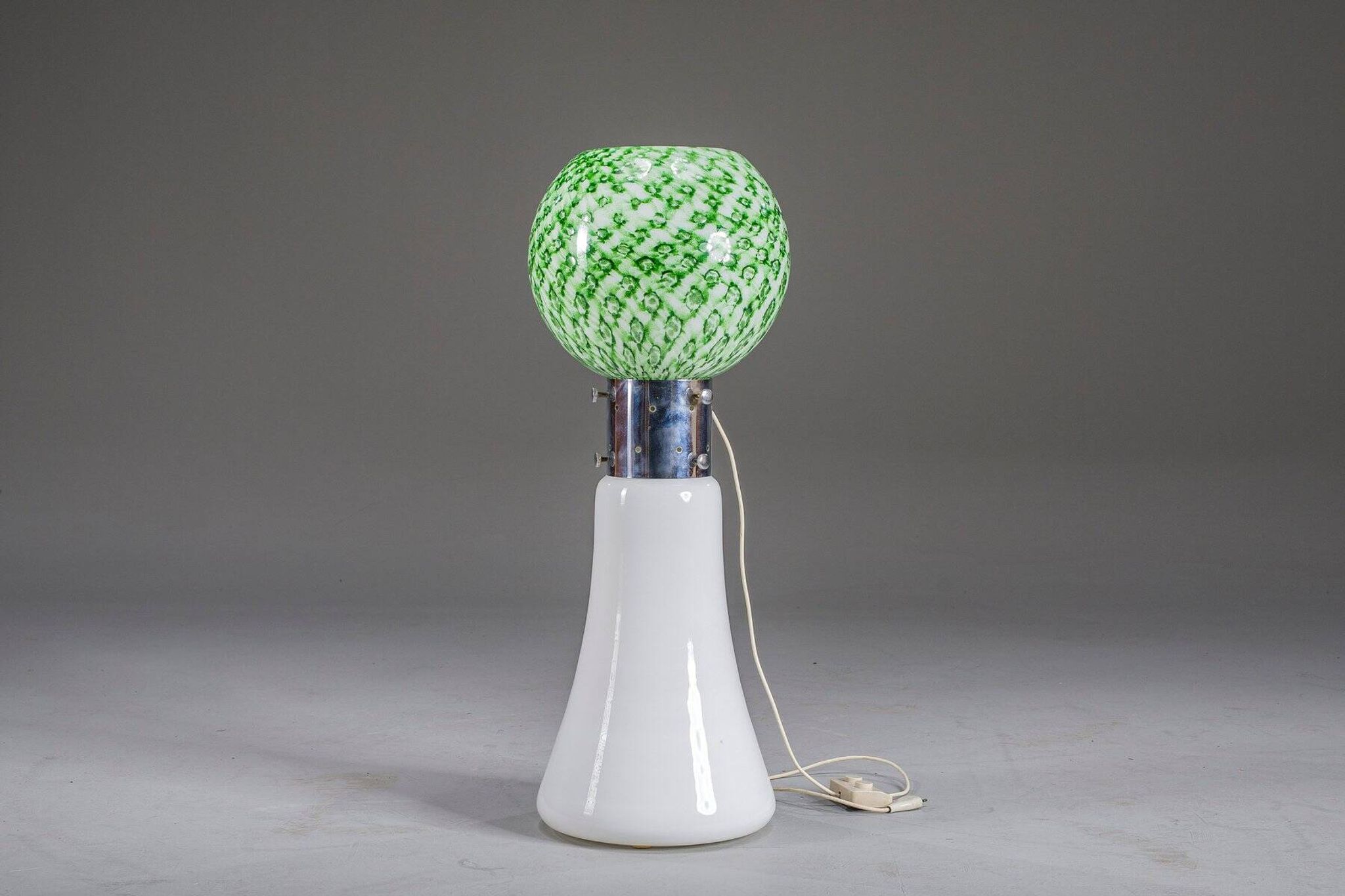 Murano floor lamp in green glitter glass attributed to Mazzega, 1960s