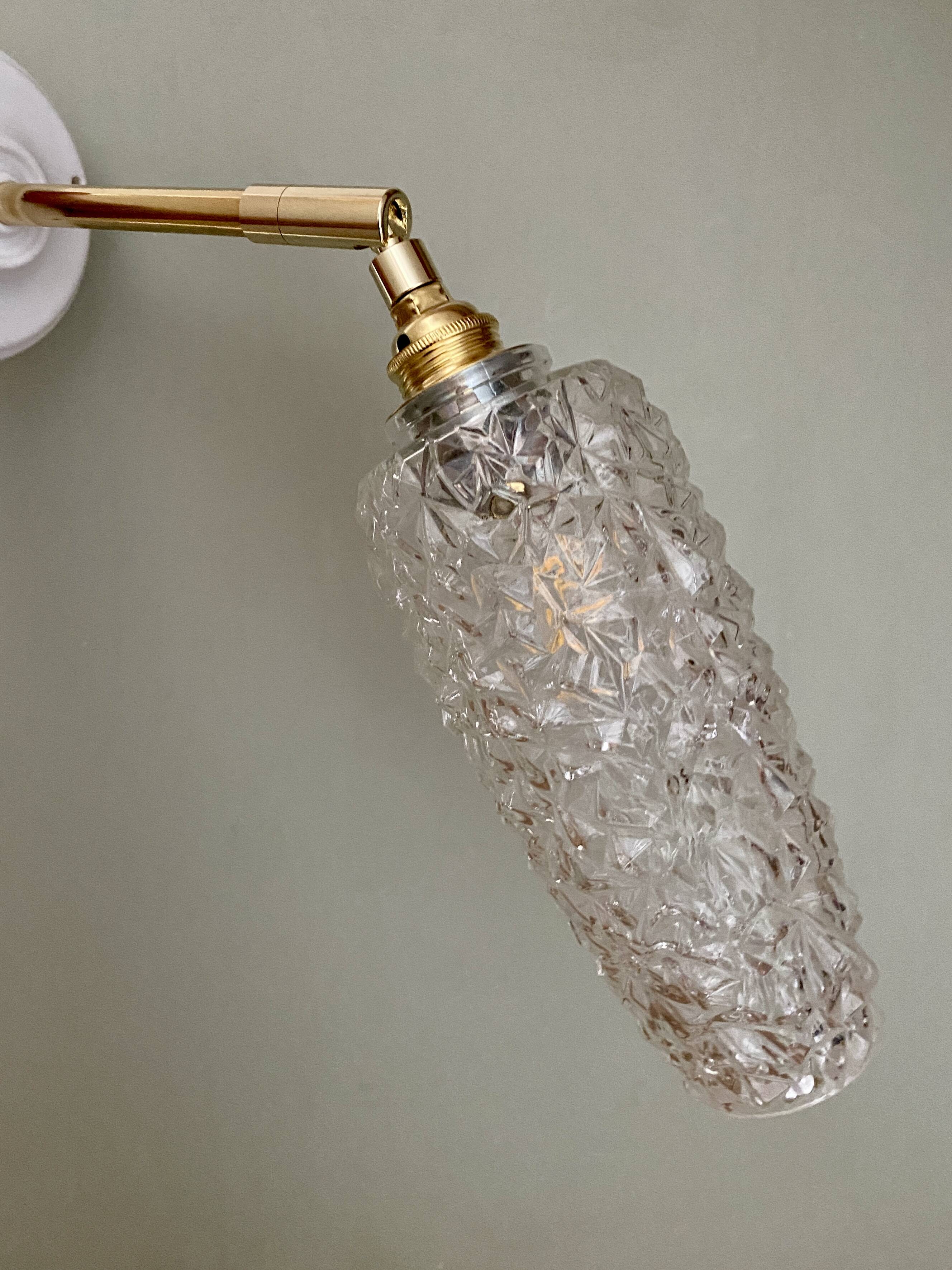 Vintage tulip wall light in diamond-point glass
