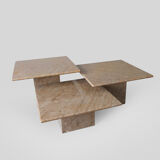 Mid Century brown marble nesting / coffee / side tables