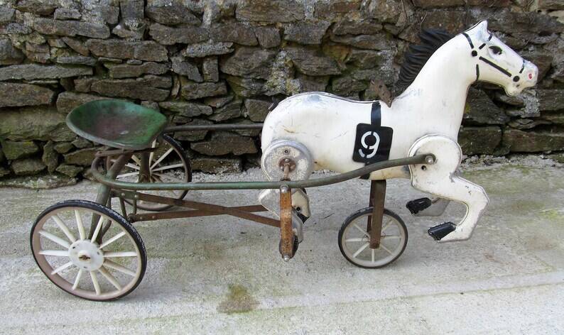 Soviet USSR childs pedal horse car antique vintage childs toy treasure 1950