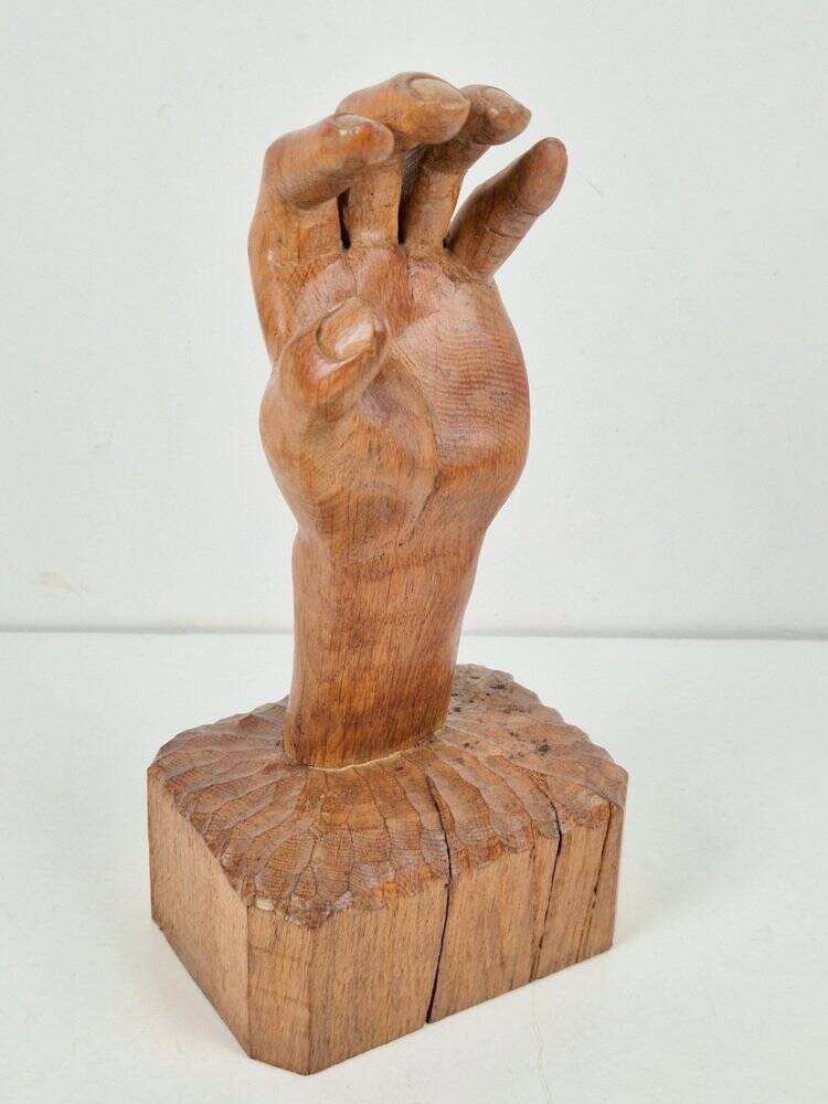Brutalist Arts and Crafts Sculpture Wooden Hand, 1950s