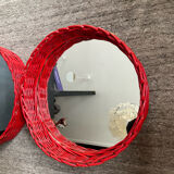 Pair of vintage rattan trays from the 1970s