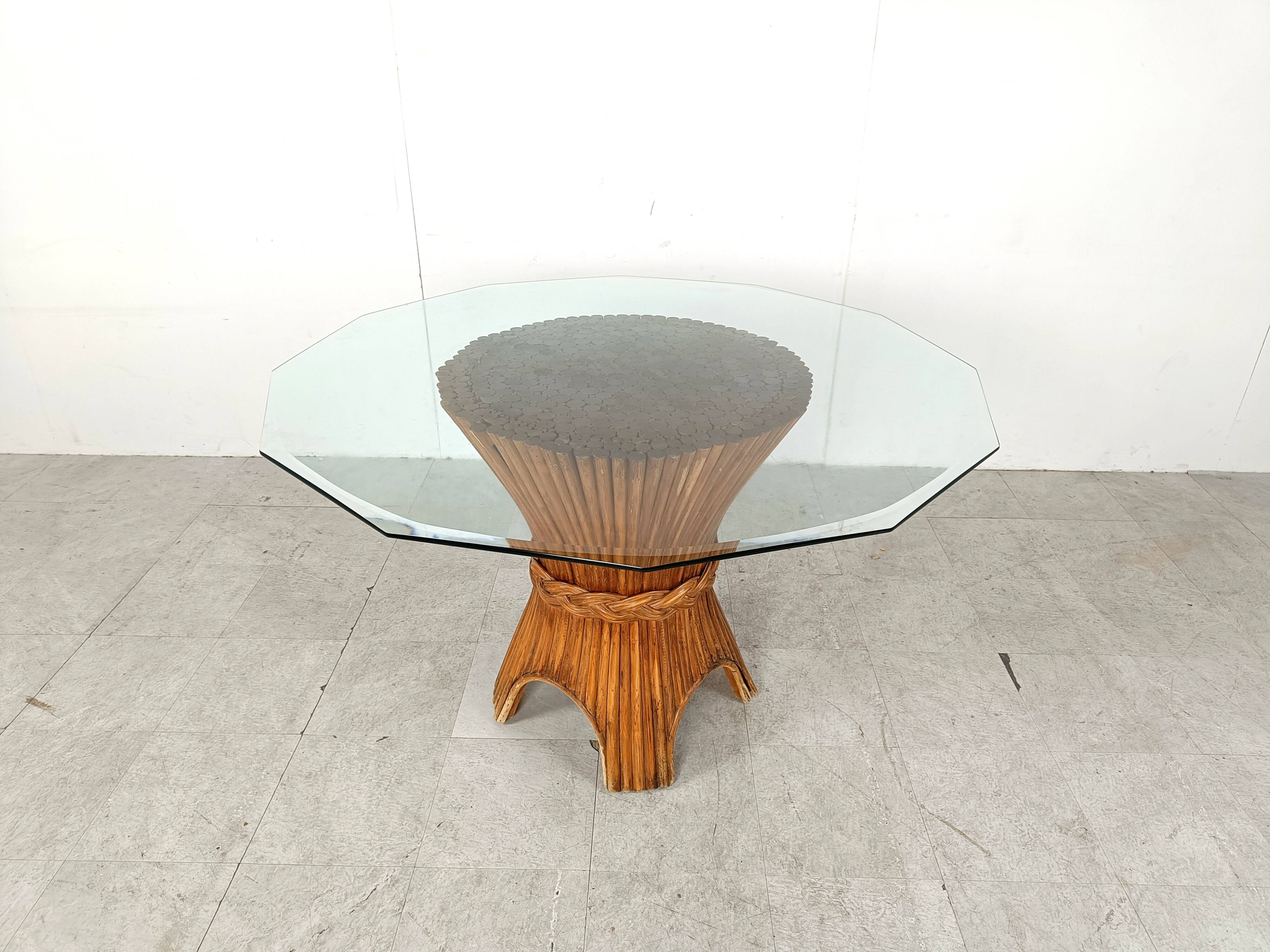Vintage bamboo dining table, 1970s