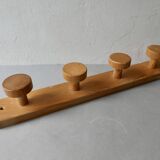 Solid pine wall-mounted coat rack with 4 hooks