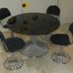 Margot chairs and Tulip dining table by Gastone Rinaldi for Rima, Italy, 1968, set of 5.