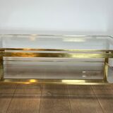 Modernist coffee table in brass and glass tops by Guy Lefèvre for Maison Jansen.