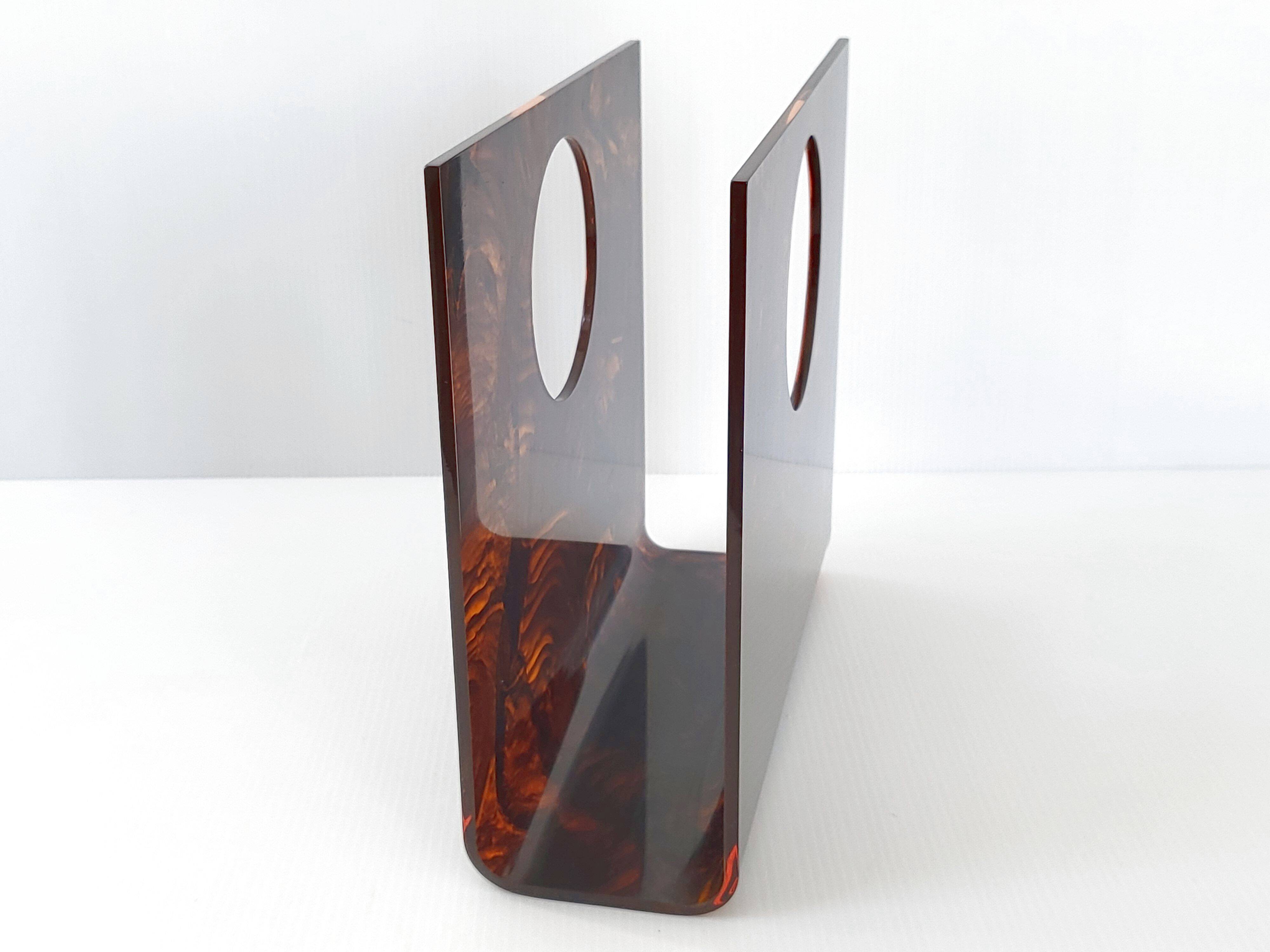 Vintage plexiglass magazine rack 1970