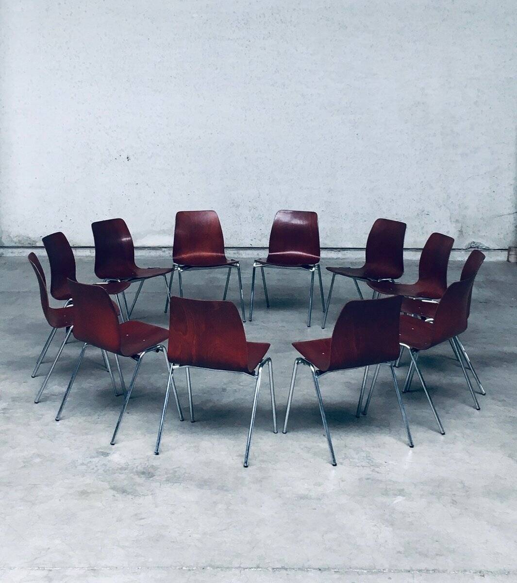 Mid-Century Design Stacking Chairs by Elmar Flötotto for Pagholz, Germany, 1960s, Set of 12