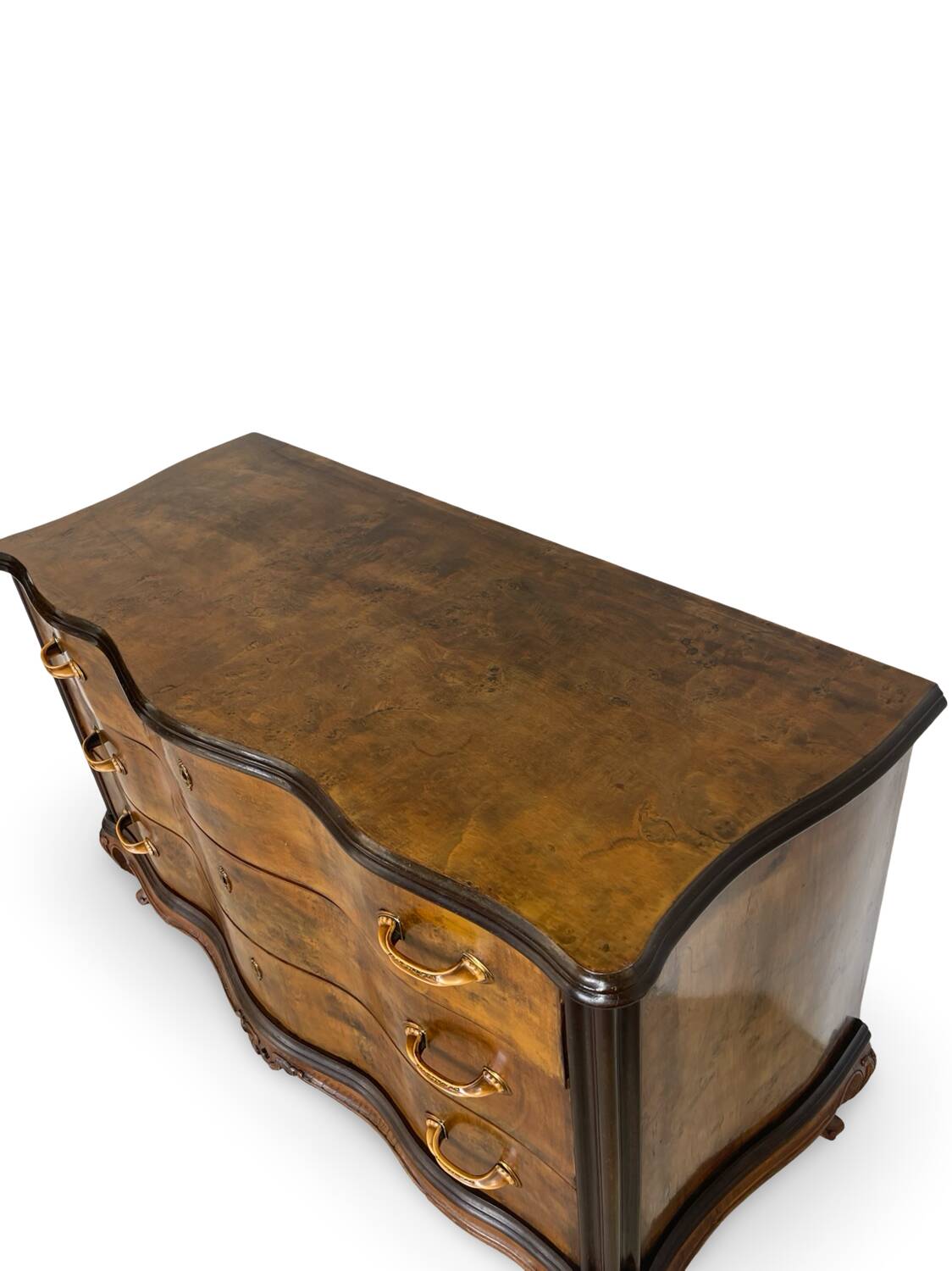 Commode italienne Art déco en loupe de noyer, années 1940-50