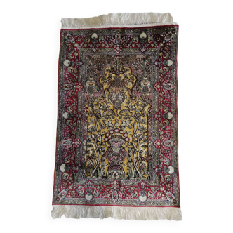 Hereke silk and gold thread carpet