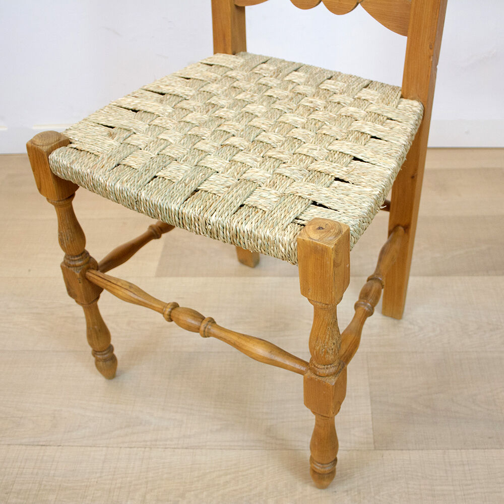 Rustic Chair With Woven Seat, Spain, 1950's