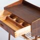 Side Table in Rosewood with Drawer and Rattan Shelf, Denmark, 1960s