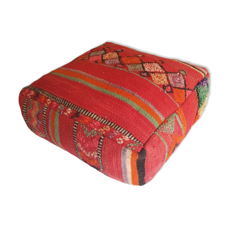 Moroccan pouf azilal red