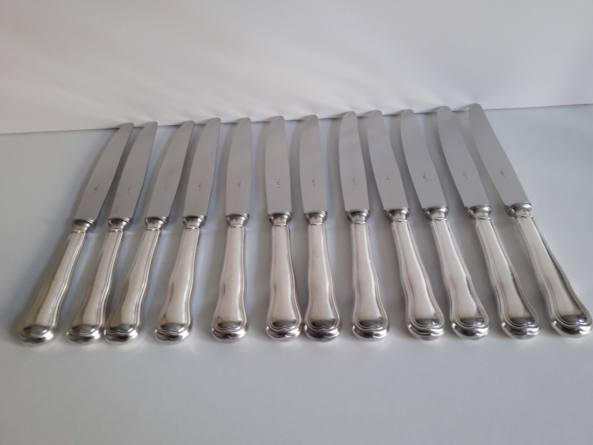 Set of 12 knives silver metal and stainless steel violin model Ercuis
