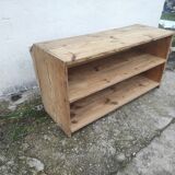 Old TV cabinet shelf low workshop shelf vintage raw fir rustic style