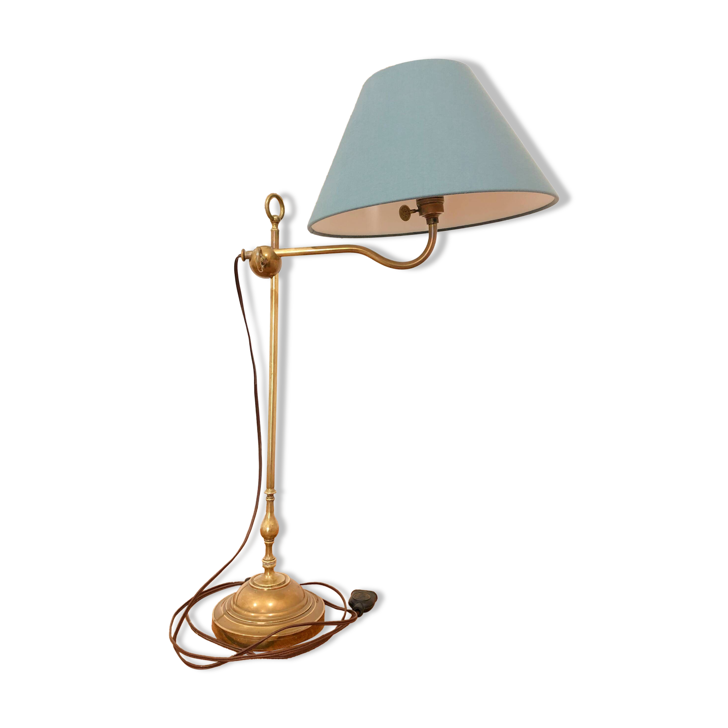 Patinated brass desk lamp, 19th century