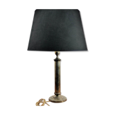 Lampe de table colonne ronde néo-classique en métal argenté