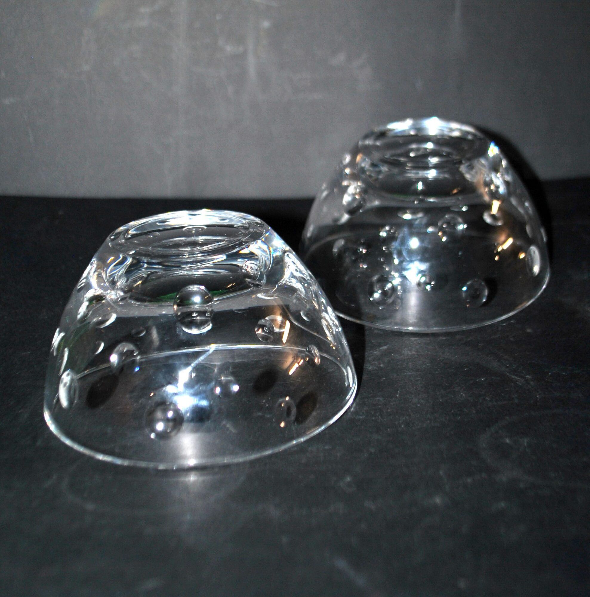 Cristal jg durand set of 2 cut crystal bowls with bubble dots
