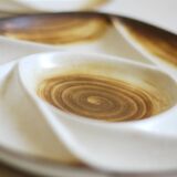 Assiettes divisées en grès vintage Français peint à la main « Longchamp »