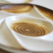 Divided plates in vintage French hand-painted stoneware "Longchamp"