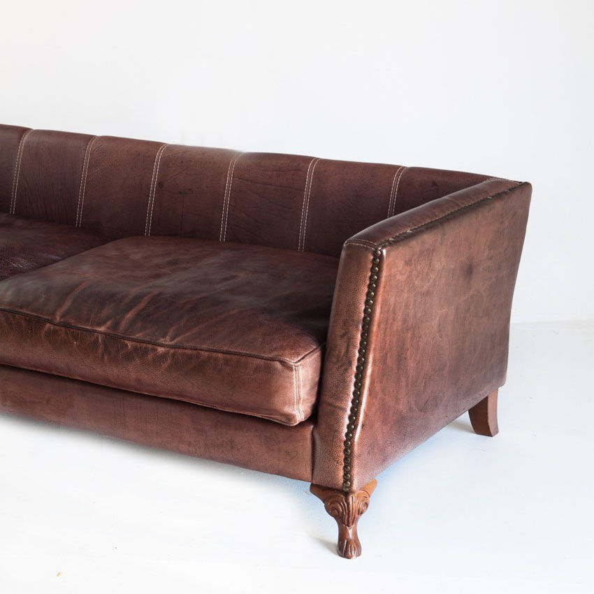 Vintage leather sofa. Edited by Mantellassi. Italy, 90s