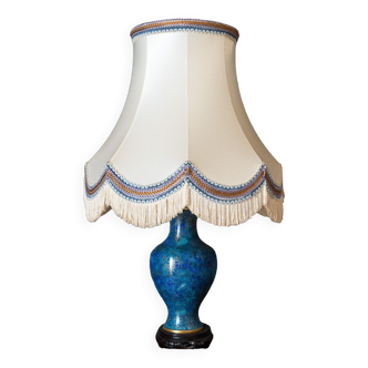 Vase cloisonné de Chine monté en lampe sur support en bois XXe