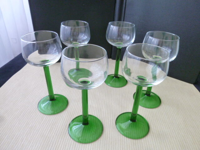 Set de 6 verres à vin d'Alsace en verre uni