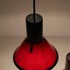 Set of 2 Holmegaard / Michael Bang 'Mini P&T' pendant lamps / handmade glass / red / black / 1970s