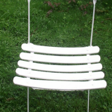 Series of 6 folding garden chairs in iron and old wooden slats